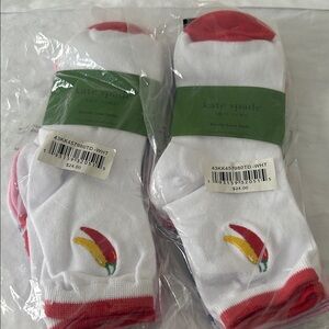 Kate Spade White and Red Crew Socks with Colorful Design